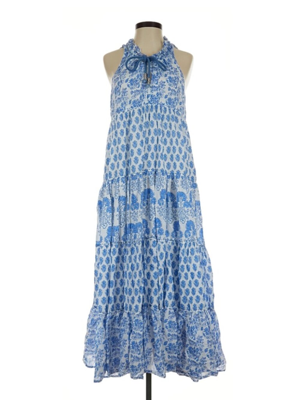 Calypso St. Barth Blue & White Maxi Dress Small